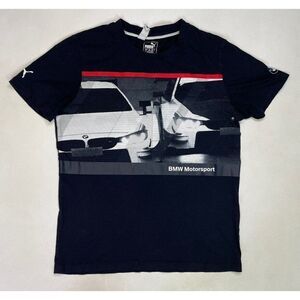 Puma BMW Motorsport Graphic T-shirt Men Small Navy Blue Short Sleeve